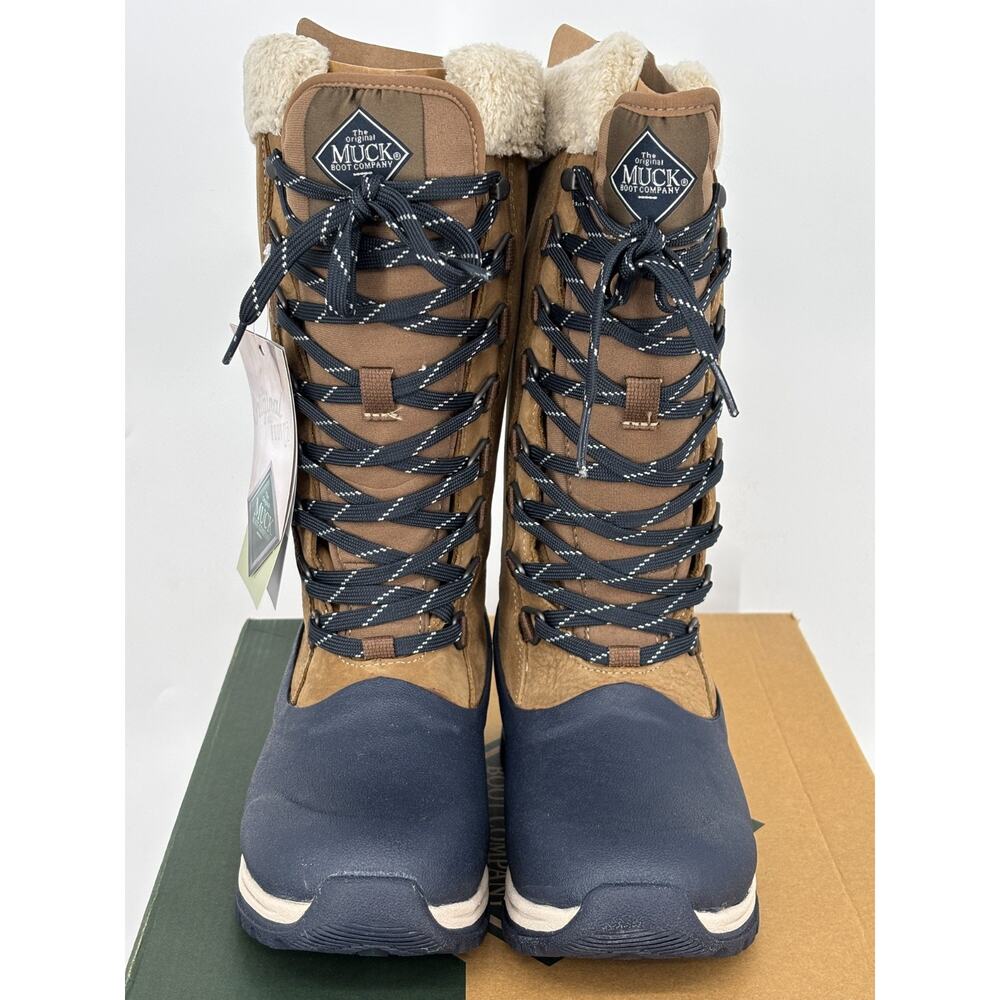 Muck Arctic Apres Lace Tall Winter Boots 5 Blue Brown WALT-201 Waterproof NEW